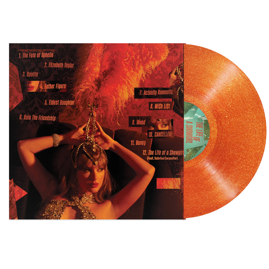 Taylor Swift The Life of a Showgirl: Sweat and Vanilla Perfume Portofino Orange Glitter Vinyl