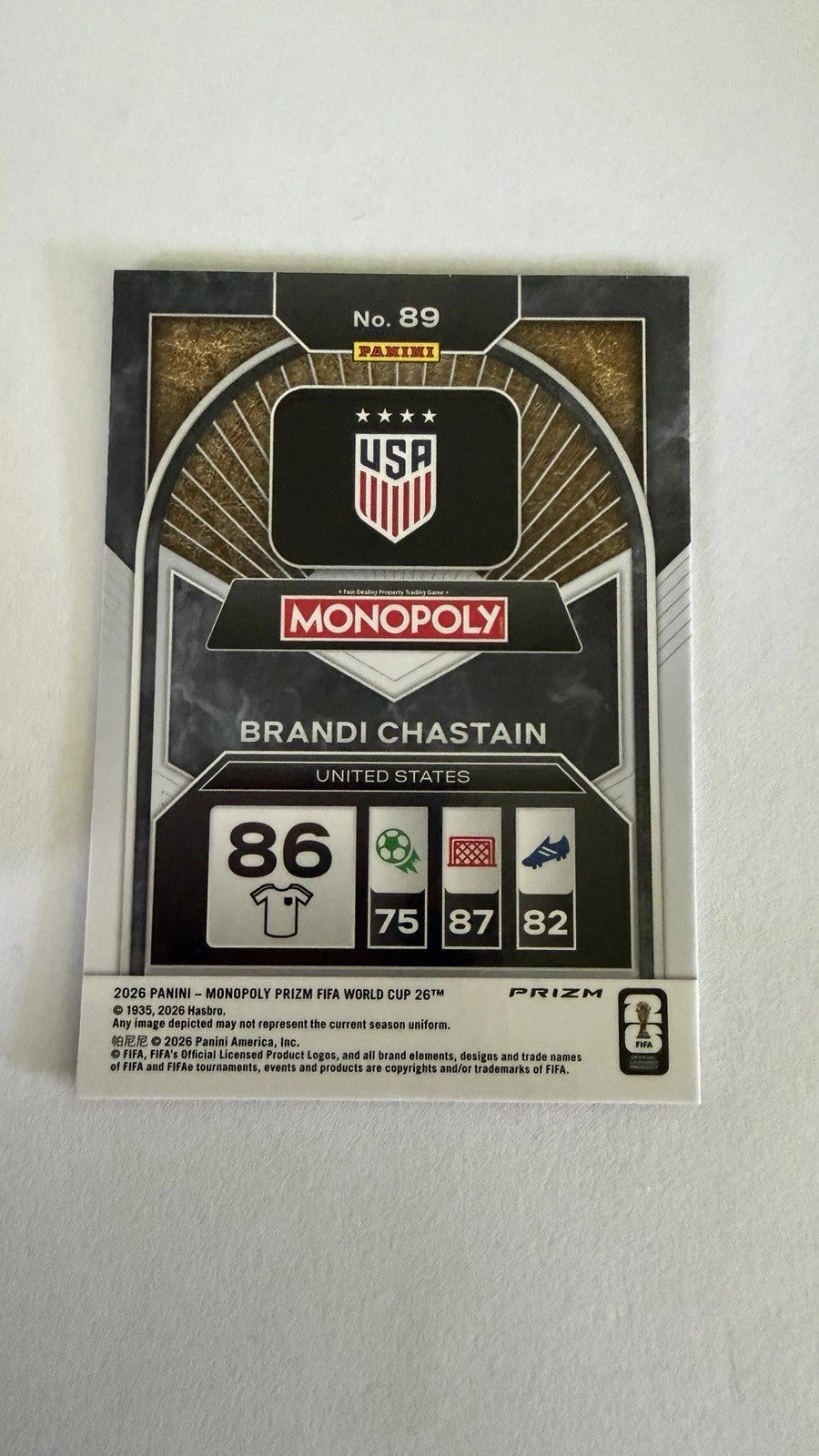 2026 Prizm Monopoly FIFA World Cup free parking BRANDI CHASTAIN