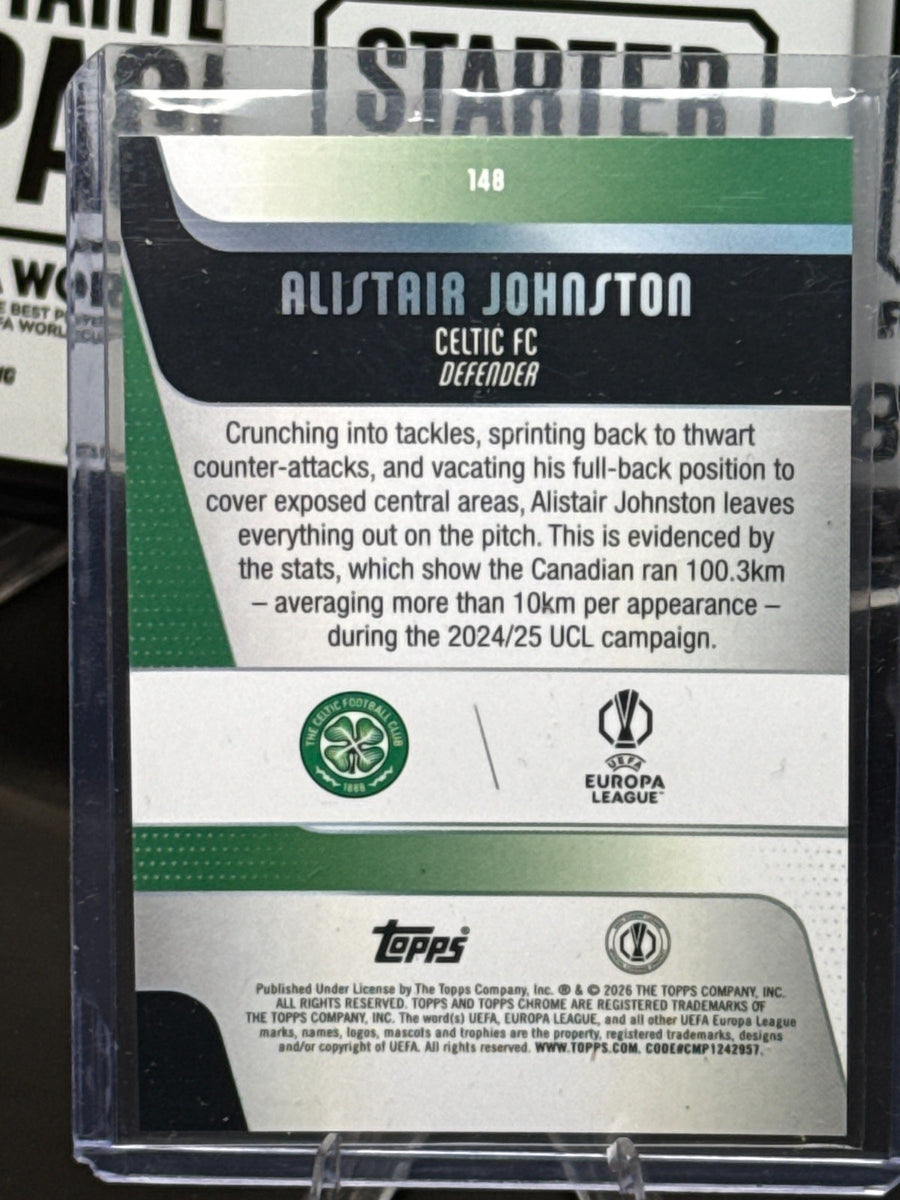 2026 Topps Chrome UEFA #148 Alistair Johnston Celtic FC, Aqua