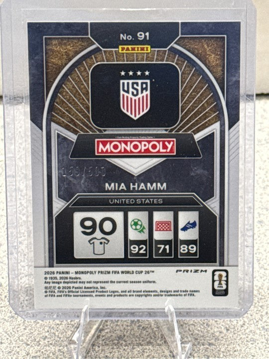 2026 Panini Prizm FIFA World Cup Card #91 Mia Hamm - USWNT, Gold