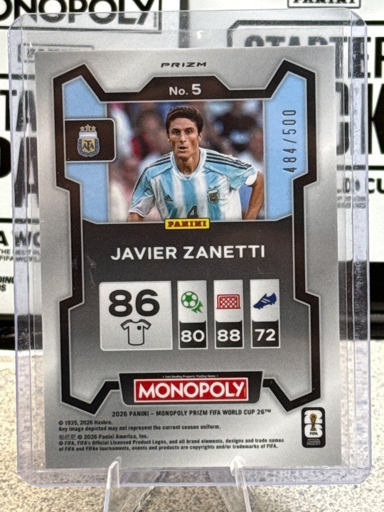 2026 Panini FIFA World Cup Card #5 Javier Zanetti Argentina Gold