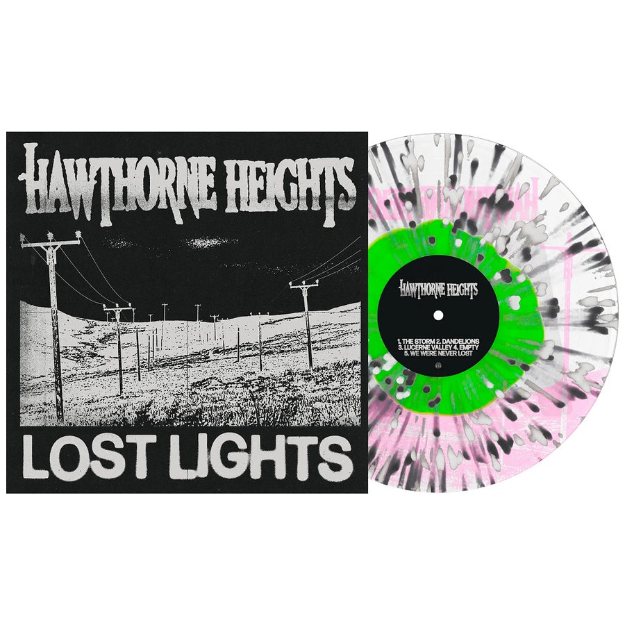 Hawthorne Heights - Lost Lights Exclusive Limited Edition Neon Green In Clear W/ Black & White Splatter Colored Vinyl LP