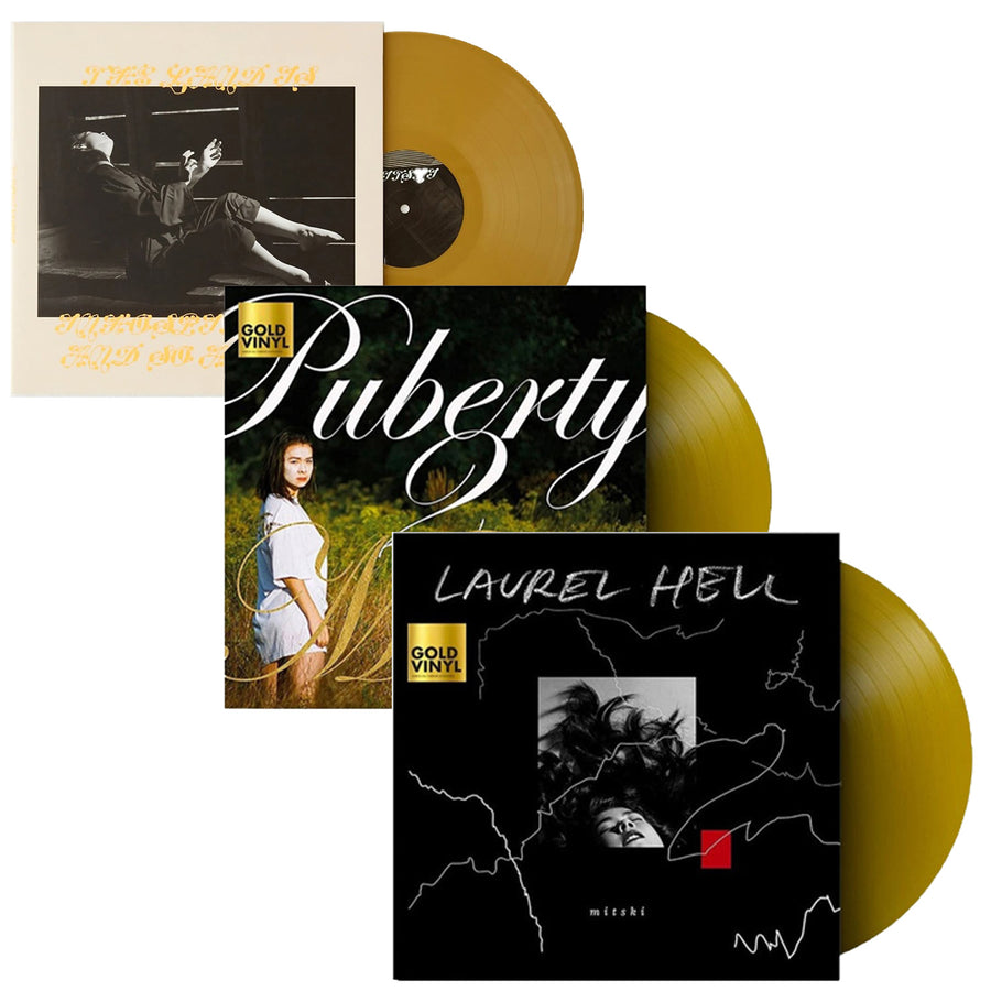 Mitski - The Land Is Inhospitable & So Are We, Laurel Hell & Puberty 2 Exclusive Limited Edition Gold Color 3xLP Vinyl Bundle Pack