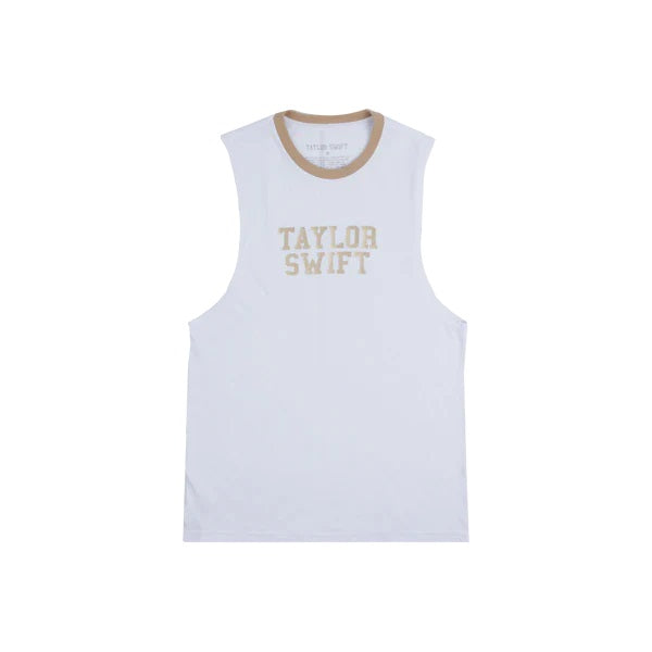 Taylor Swift Muscle Tank with Gold Rib Coller Printed Shirt