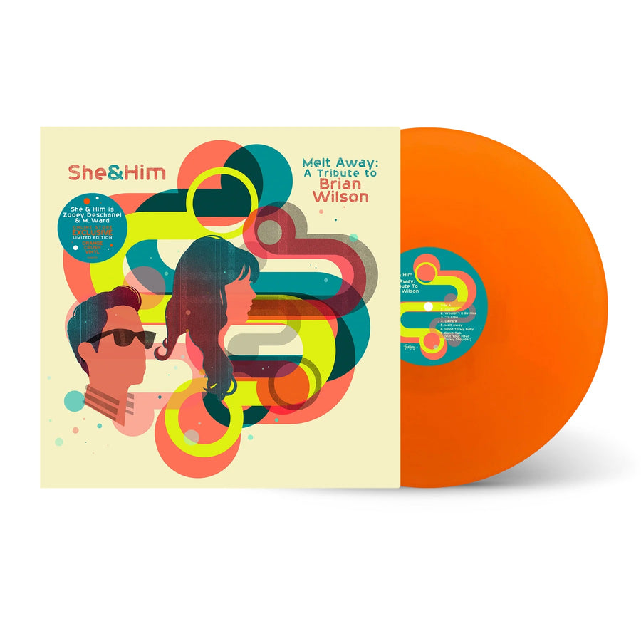 She & Him - Melt Away Exclusive Limited Edition 2nd Edition Screenprinted Version Translucent Orange Colored Vinyl LP