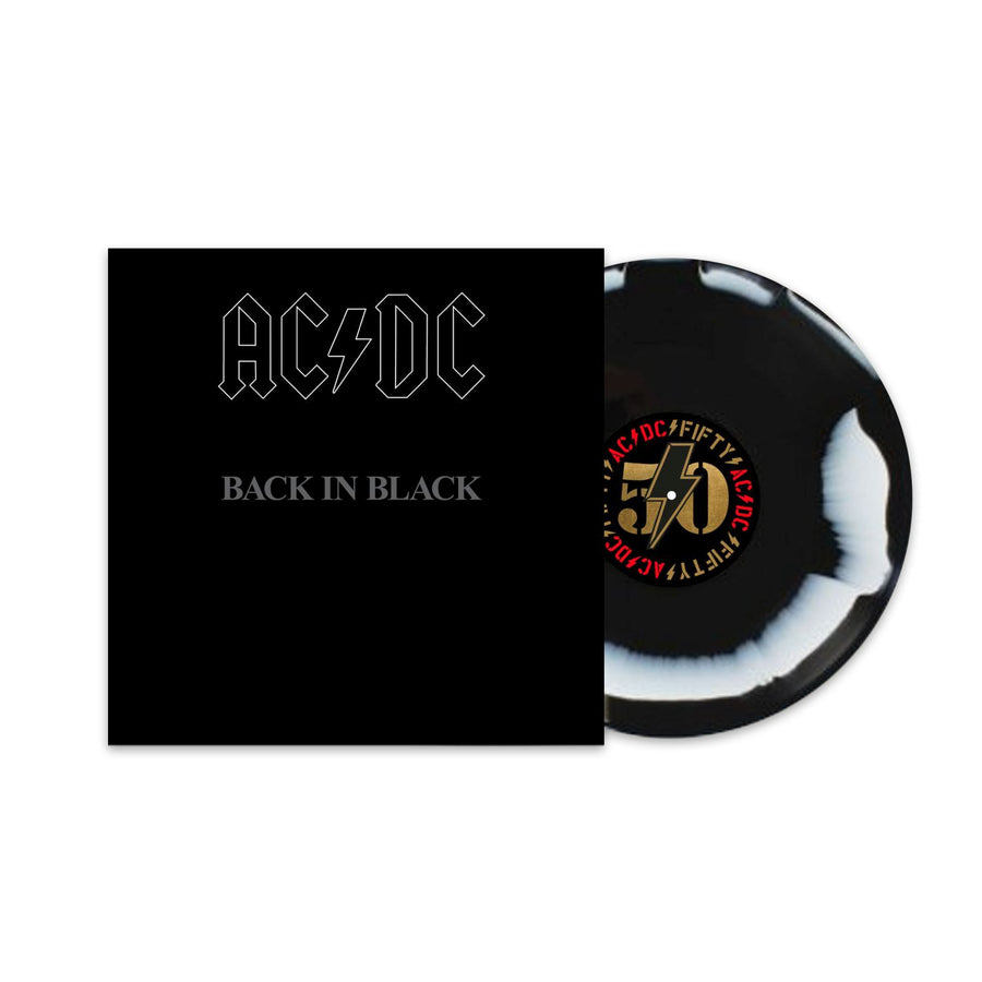 AC/DC - Back in Black 50th Anniversary Edition Black & White Marble Color Vinyl Rock LP