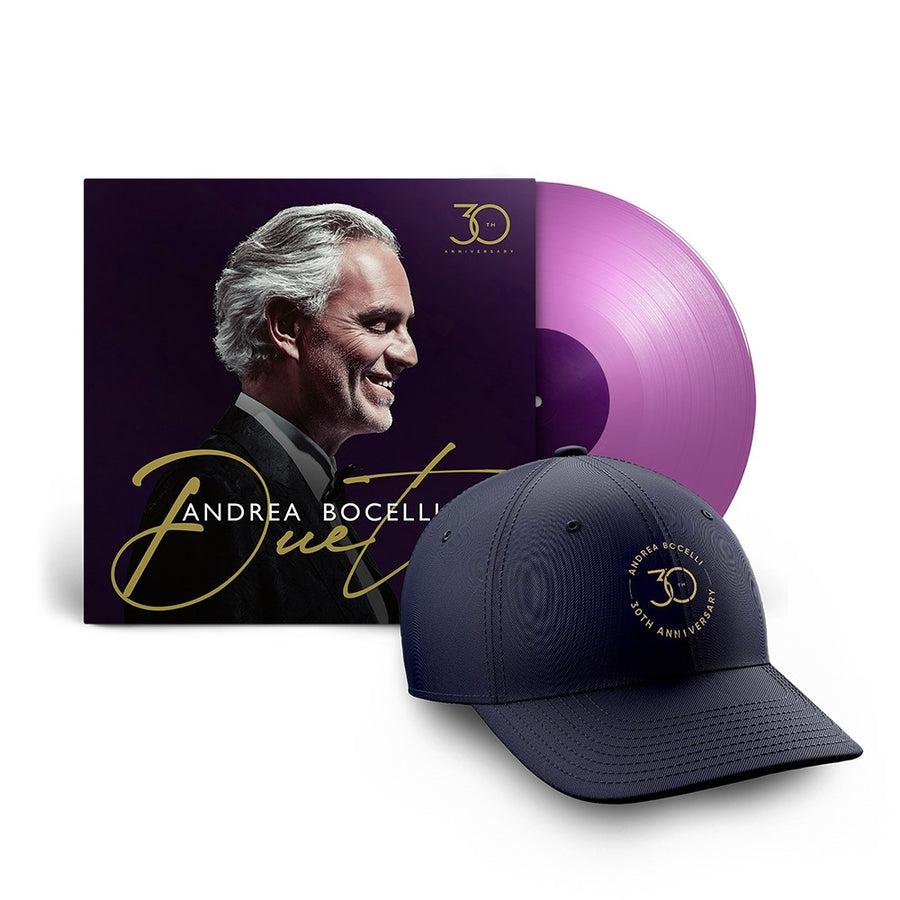 Andrea Bocelli - Duets 30th Anniversary Exclusive Limited Purple Color Vinyl LP + Baseball Cap