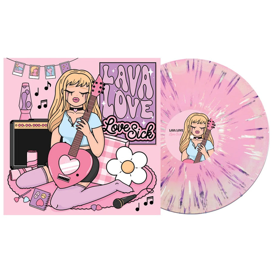 Lavalove - Lovesick Exclusive Limited Edition Baby Pink & White Aside/Bside W/ Neon Purple & White Splatter Colored Vinyl LP