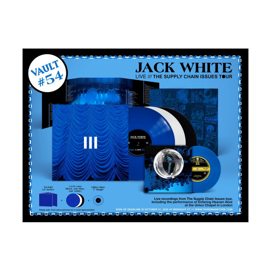 Jack White - Live The Supply Chain Issues Tour Exclusive Limited Blue/White/Black Color Vinyl 3x LP + 7”