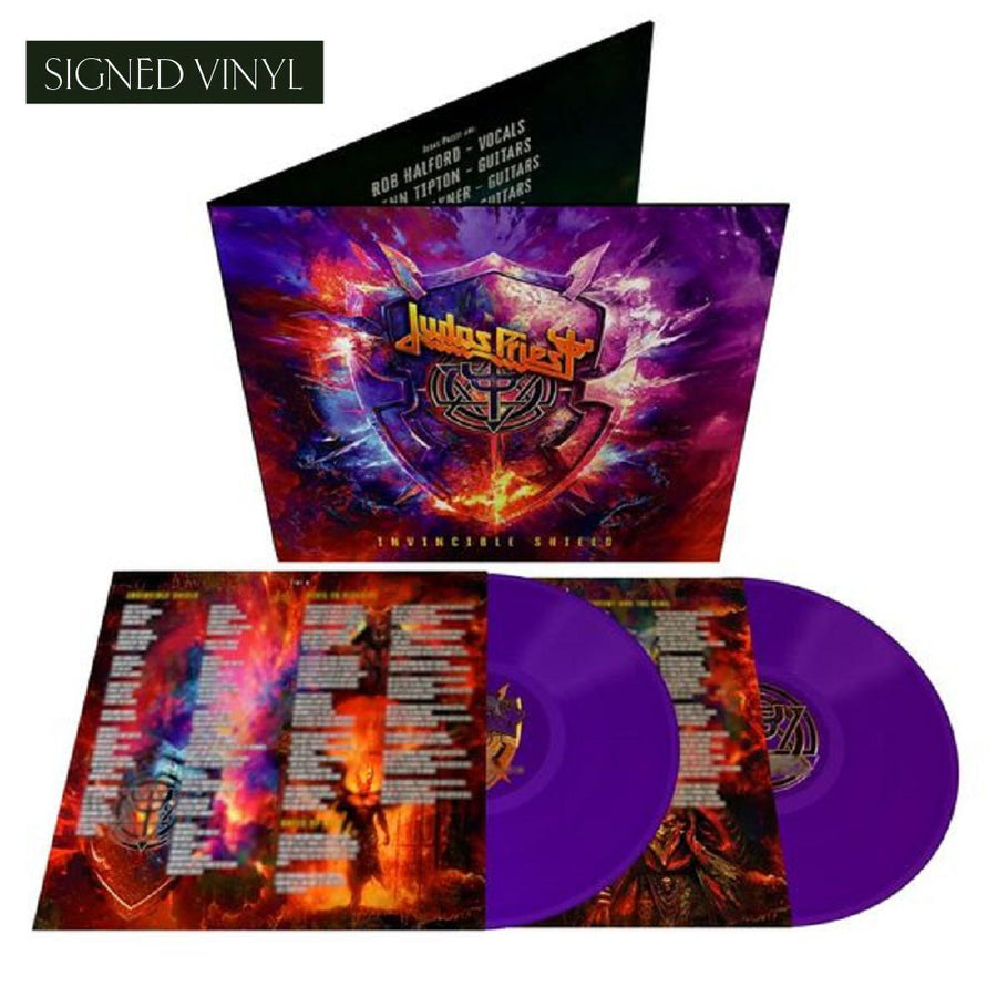 Judas Priest - Invincible Shield Exclusive Signed Purple Color 2xLP Vinyl