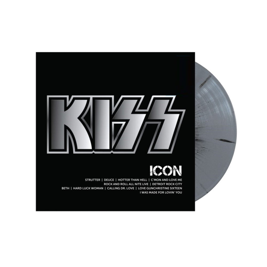 KISS - ICON - Rock Exclusive Limited Silver/Black Splatter Color Vinyl LP