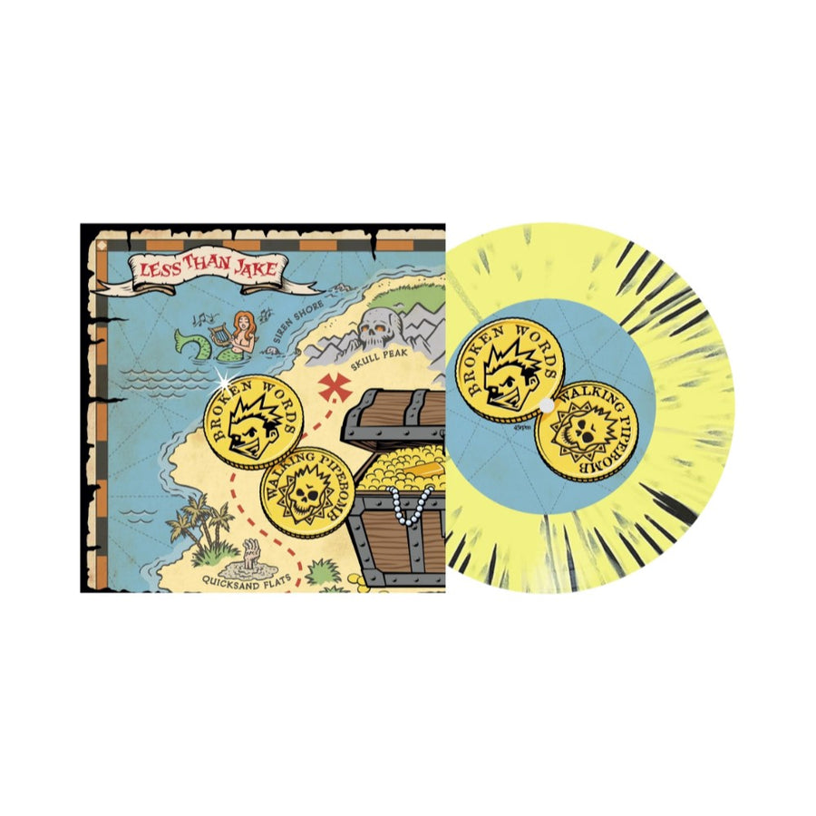 Less Than Jake - Broken Words/Walking Pipebomb Exclusive Limited Edition Easter Yellow/Heavy Black Splatter 7 “ Color Vinyl LP