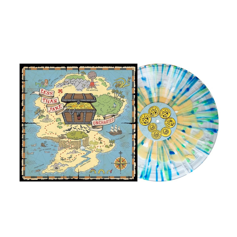 Less Than Jake - Uncharted Exclusive Limited Yellow In Clear/Blue/Bone & Green Splatter Color Vinyl LP