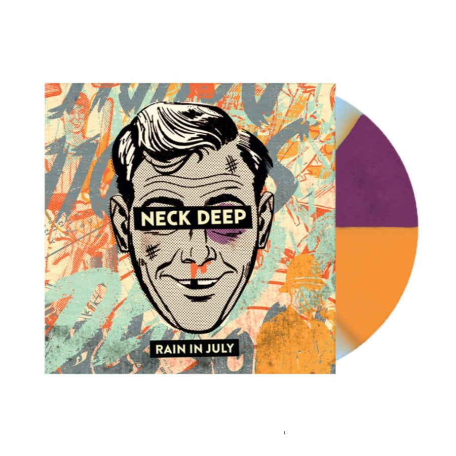 Neck Deep - Rain in July (10th Anniversary) Exclusive Limited Autographed Purple/Orange/Light Blue Twister Color Vinyl LP
