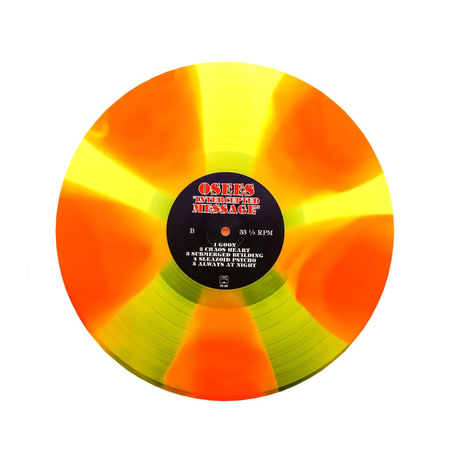 OSEES - Intercepted Message Exclusive Pinwheel Tangerine/Highlighter Yellow Color Vinyl LP Limited Edition #500 Copies