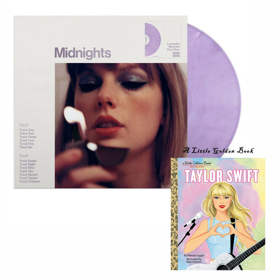 Taylor Swift - Midnights Exclusive Lavender Color Vinyl LP And A Little Golden Book Biography Bundle Pack