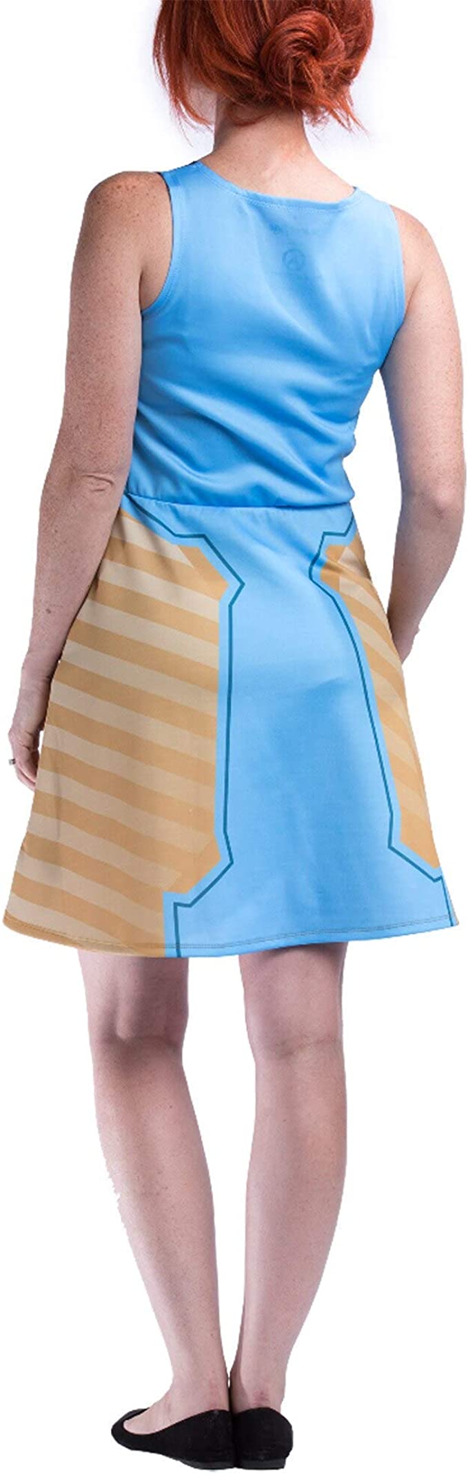 Overwatch Women's Symmetra Light Blue Character Sleeveless Skater Dress (Large)
