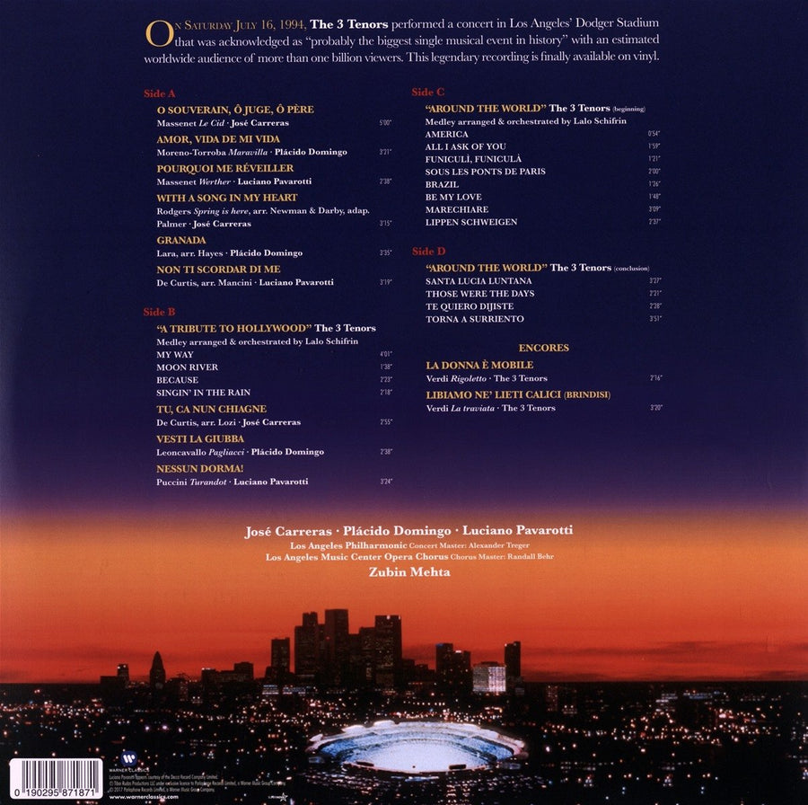 José Carreras - Three Tenors Concert 1994 2LP Exclusive Blue Vinyl [Condition VG+NM]