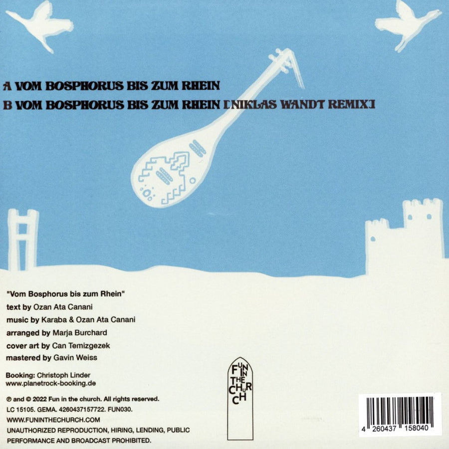 Ozan Ata Canani & Karaba - Vom Bosphorus Bis Zum Rhein Exclusive Blue Color 7” Vinyl LP Limited Edition #100 Copies