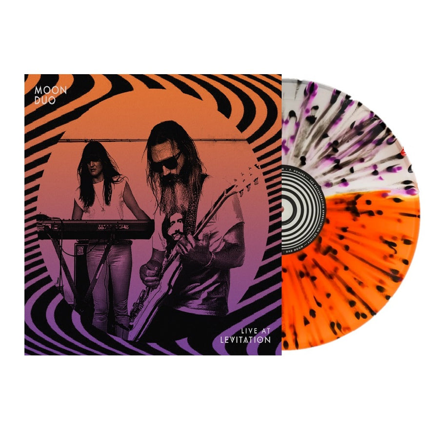 Moon Duo - Live at Levitation Exclusive Limited Edition In The Sun Half & Half Clear & Orange w/ Black & Orchid Splatter Vinyl