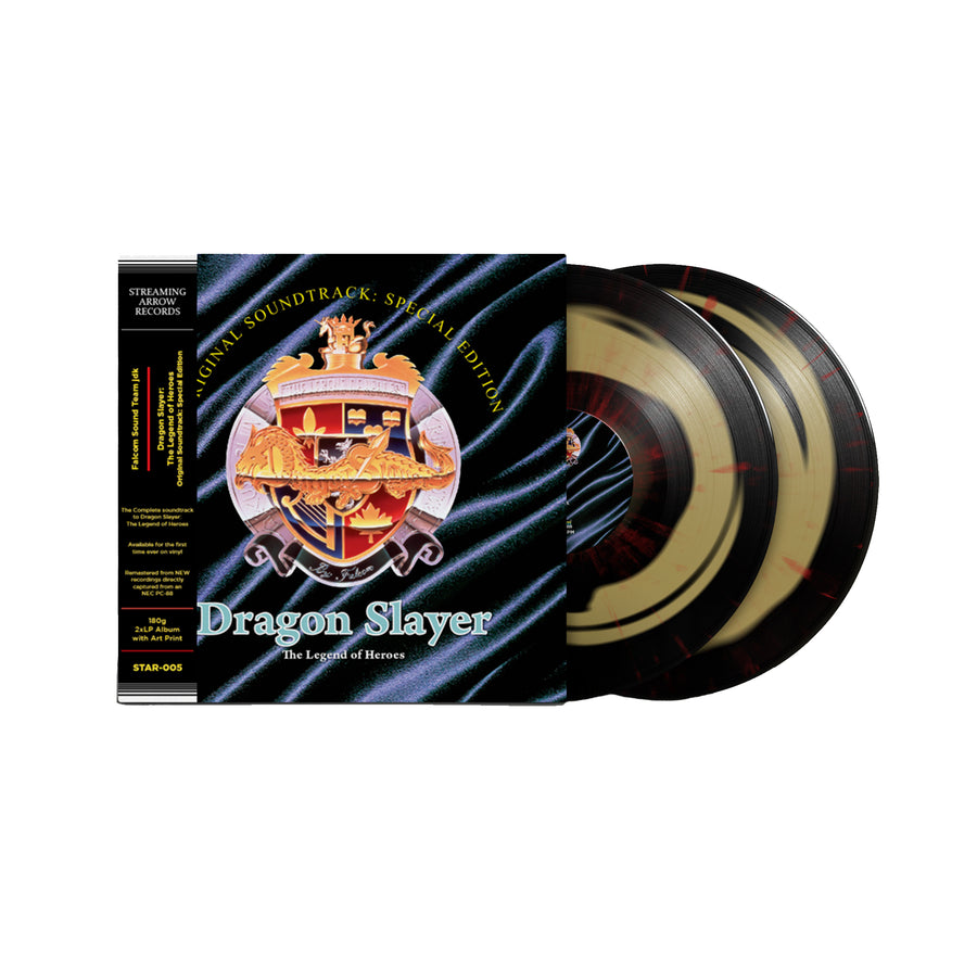 Dragon Slayer The Legend of Heroes Original Soundtrack Limited Edition Black and Gold Swirl with Heavy Red Splatter 2x LP Record