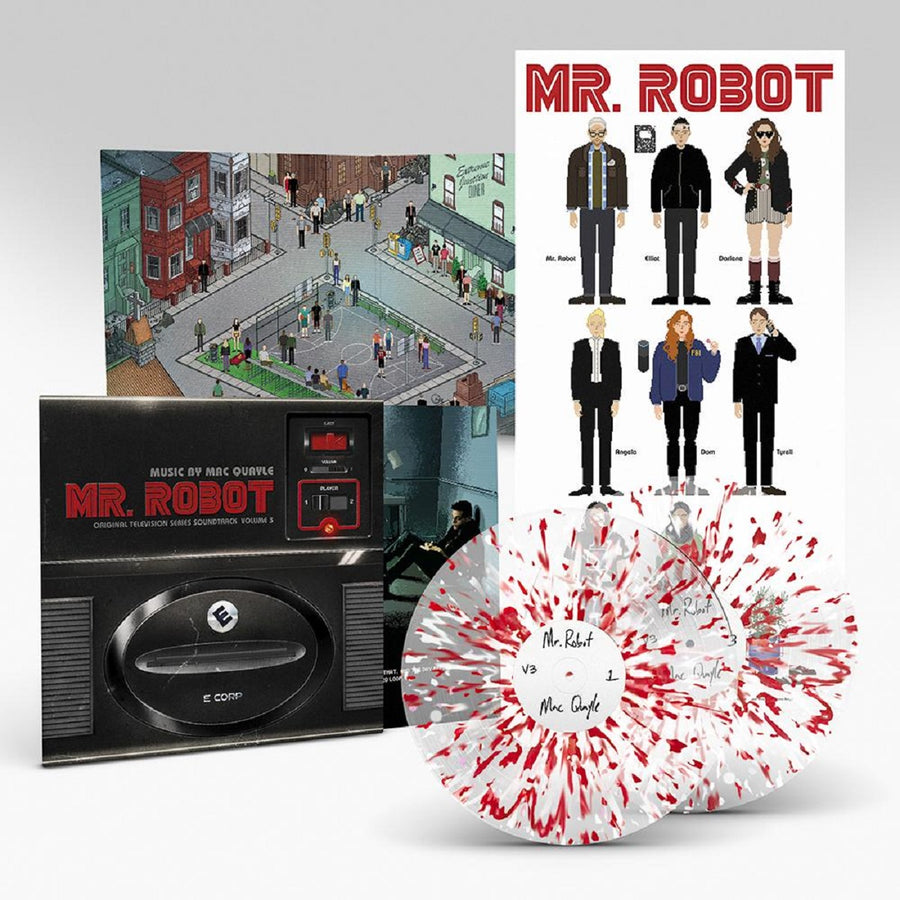 Mac Quayle - MR. Robot Vol.3 OST Crystal Clear With White & Red Splatter 2x LP Record