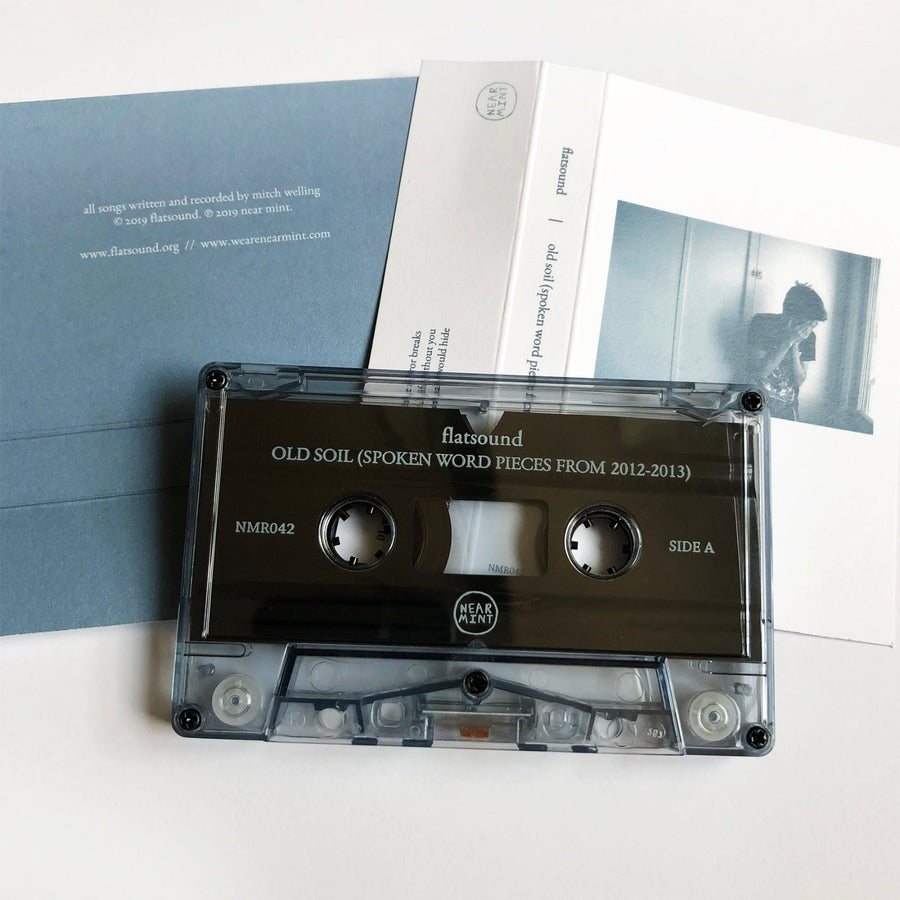 Flatsound - Old Soil (Spoken Word Pieces From 2012-2013) Blue/Grey & Tint With White Ink Cassette Tape Limited Edition #71 Copies