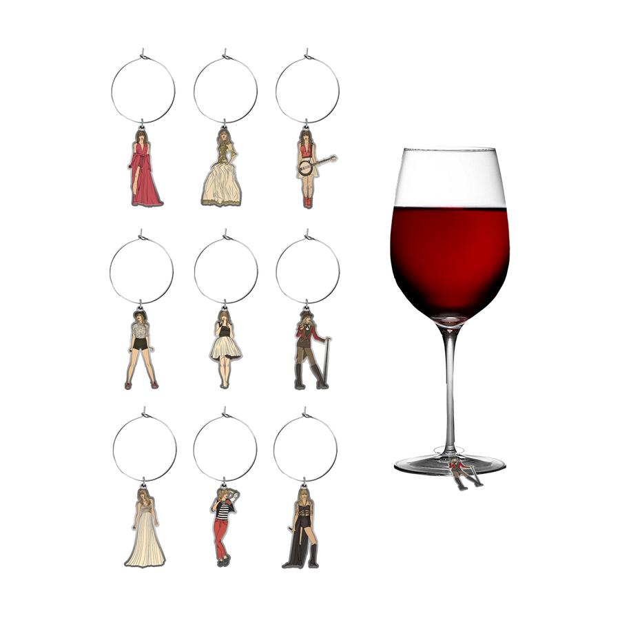 Taylor Swift Red Taylor's Version Eras Wine Charms (Set of 9)