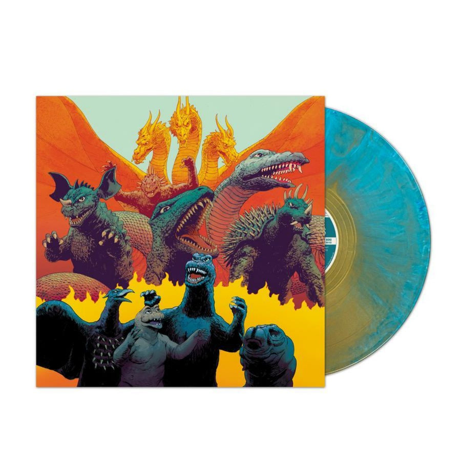 Godzilla Destroy All Monsters 1968 Soundtrack Exclusive Blue Gold Swirl Vinyl LP