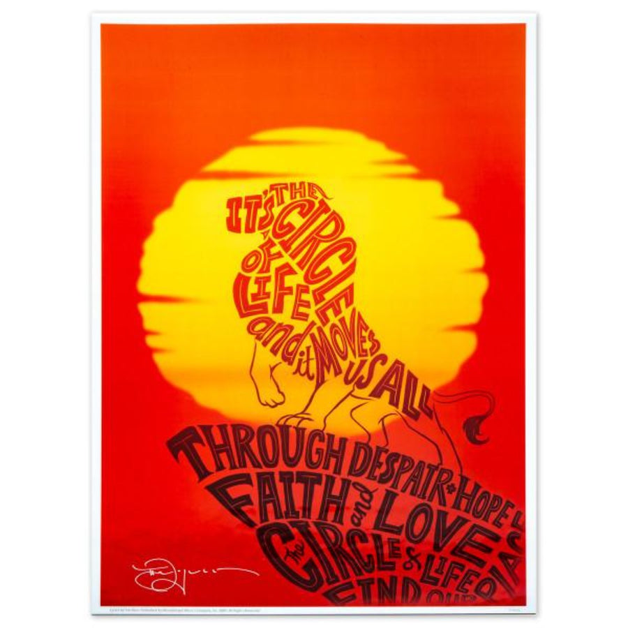 Lion King Disney Lyric Art lyric Signed lithograph Limited Edition of 240