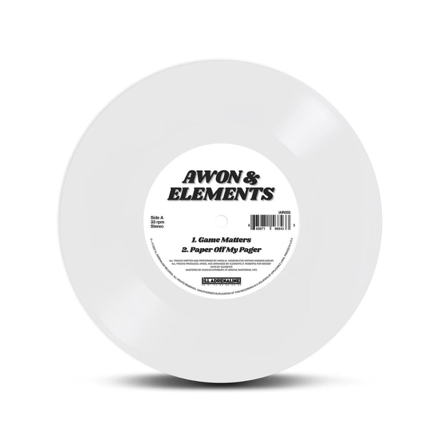 Awon & Elements - Game Matters/Paper Off My Pager Exclusive White Color Vinyl LP Limited Edition #100 Copies