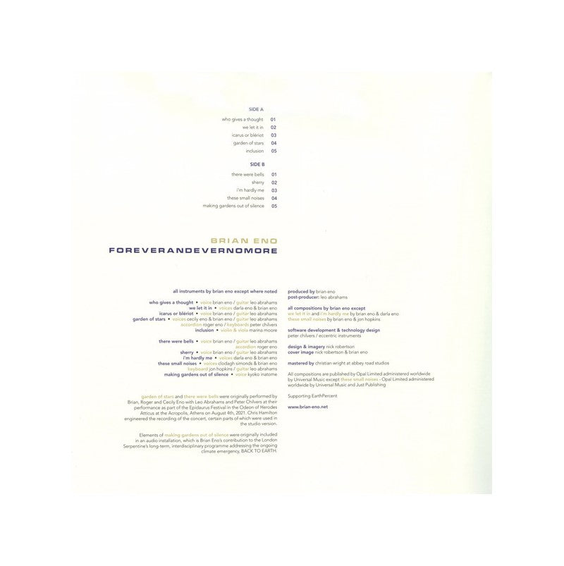 Brian Eno - Foreverandevernomore Exclusive Limited Clear Color Vinyl LP
