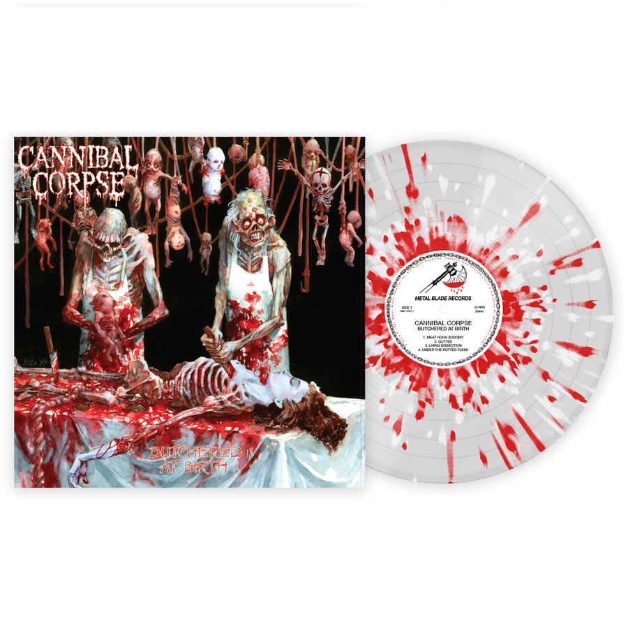 Cannibal Corpse - Butchered at Birth Exclusive Red & White Splatter with Clear LP Vinyl [VMP Anthology]