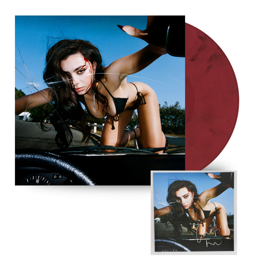Charli XCX - Crash Exclusive Limited Edition Red Marble Color Vinyl LP Record with Signed Card