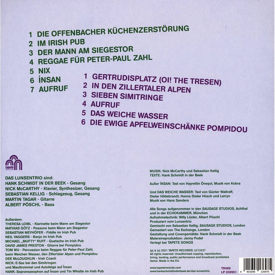 Das Lunsentrio - 69 Arten Den Pubrock Zu Spielen Exclusive Green Color Vinyl LP Limited Edition #150 Copies