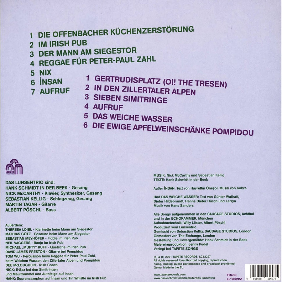 Das Lunsentrio - 69 Arten Den Pubrock Zu Spielen Exclusive Green Color Vinyl LP Limited Edition #150 Copies