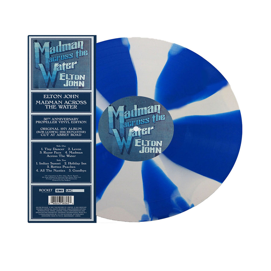 Elton John - Madman Across The Water Exclusive Limited Edition Blue & White Color Mix Vinyl LP Record