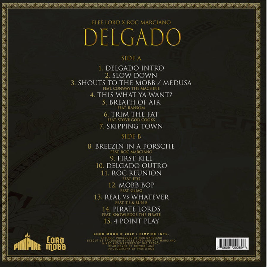 Flee Lord X Roc Marciano - Delgado Exclusive Black Color Vinyl LP Limited Edition #500 Copies