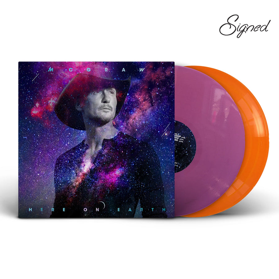 Here On Earth - Exclusive Limited Edition Orange & Purple Colored 2x Vinyl LP SIGNED Cover By Tim Mcgraw