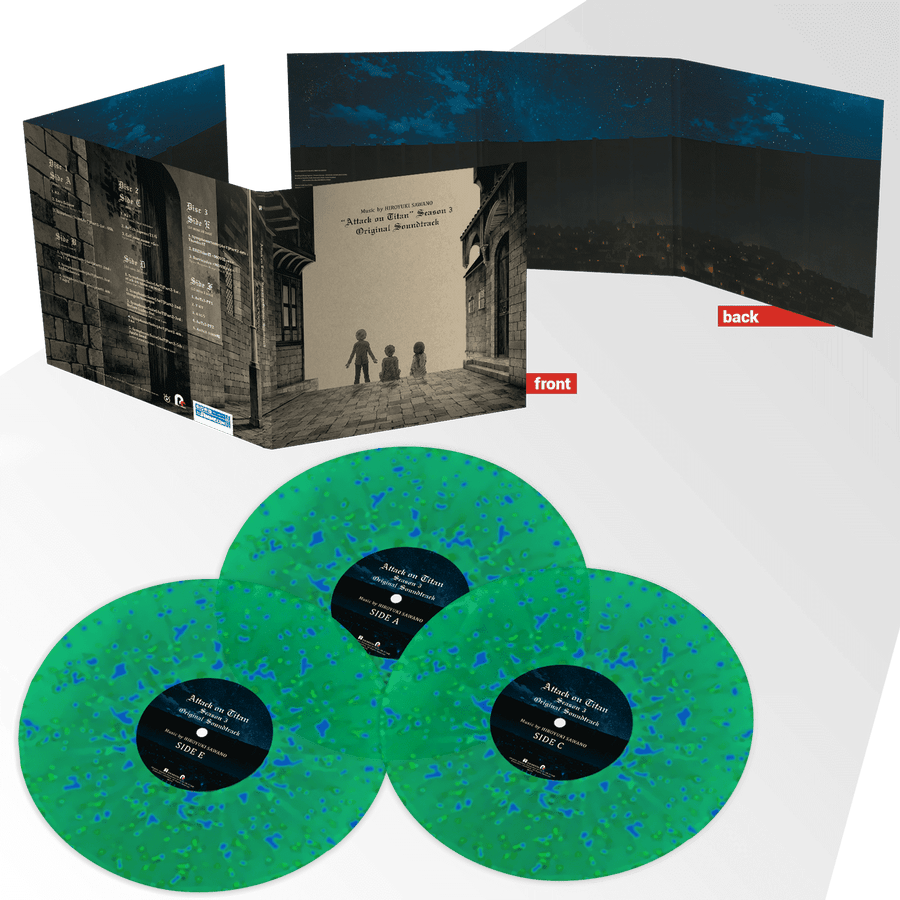 Hiroyuki Sawano - Attack on Titan Season 3 Original Soundtrack Exclusive Limited Edition Green & Blue Splatter Color Vinyl 3x LP