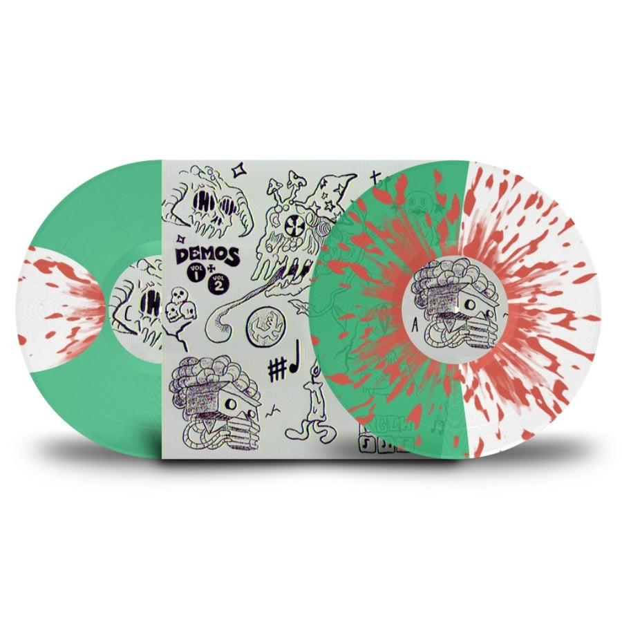 King Gizzard - Demos Vol. 1 + Vol. 2 Scared of Christmas Exclusive Limited Edition Green/White with Red Splatter Color Vinyl LP Record