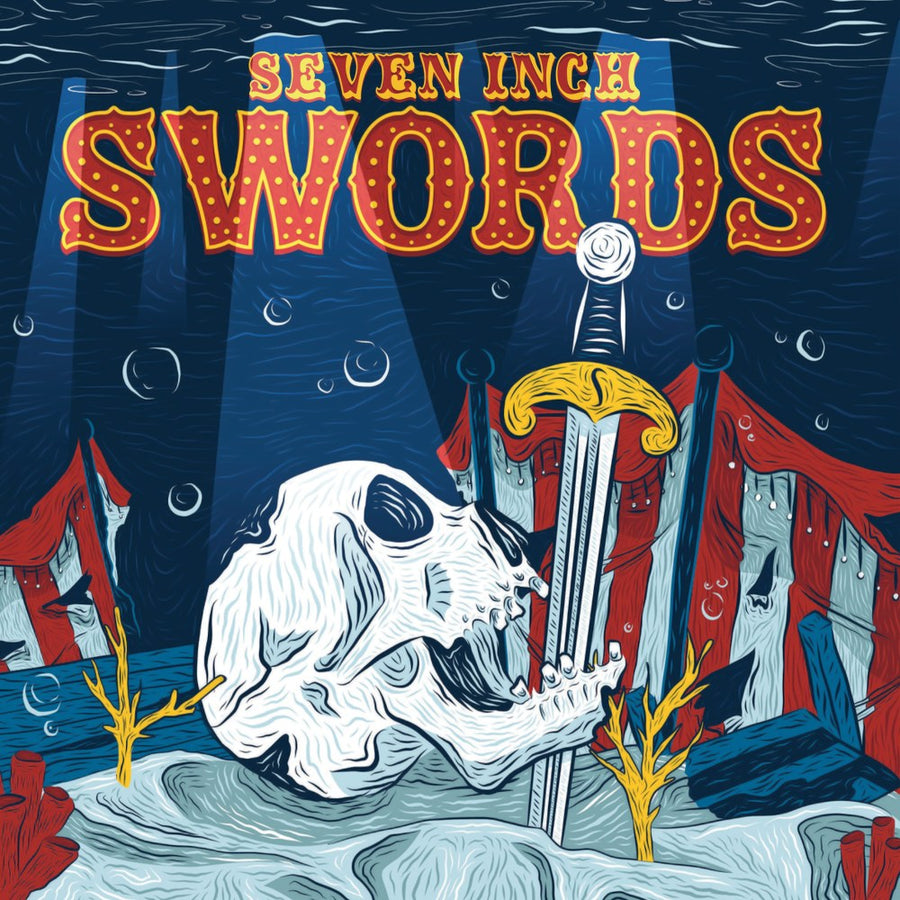 Nick Lutsko - Seven Inch Swords Exclusive Limited Edition Red/White Striped/Blue/Yellow Splatter Color Vinyl LP Record