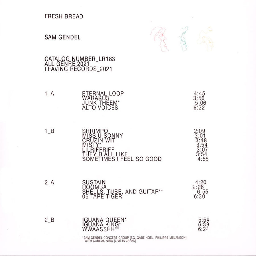 Sam Gendel - Fresh Bread Exclusive Opaque Red Color Vinyl 2x LP Limited Edition #300 Copies
