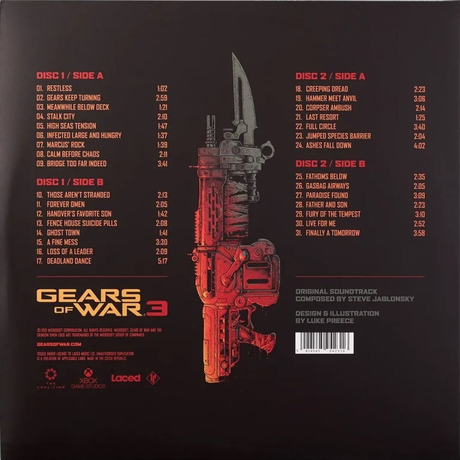 Steve Jablonsky - Gears of War 3 Original Soundtrack Exclusive Limited Edition Red Color Vinyl 2x LP Record