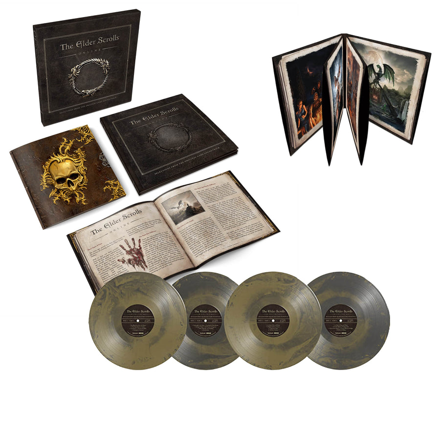 The Elder Scrolls Online Exclusive Limited Edition Gold and Silver Swirl Color 4LP Vinyl Box