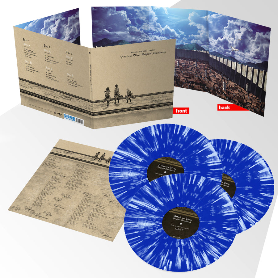 Attack on Titan Season 1 Original Soundtrack Exclusive 3x LP Blue & White Splatter Vinyl LP Record LITA Version