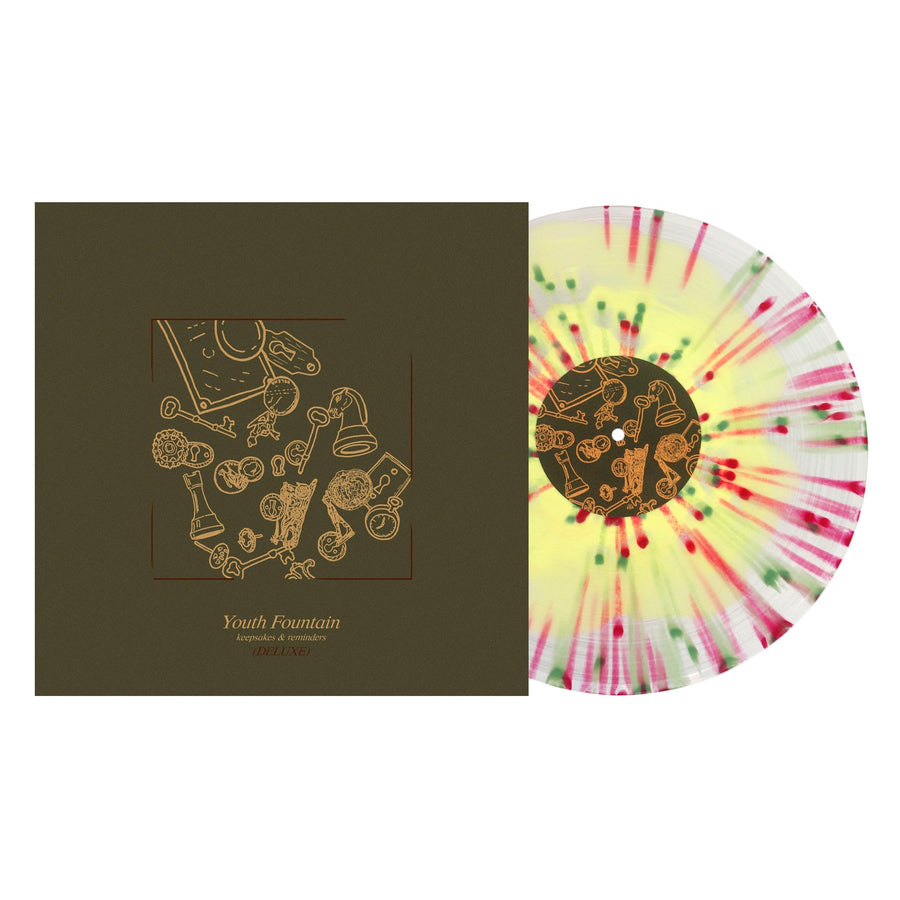 Youth Fountain - Keepsakes & Reminders Exclusive Yellow in Clear/Olive & Red Splatter Color Vinyl LP Limited Edition #1500 Copies